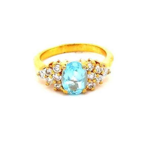 Aquamarine/Cz Ring - Picture 1 of 6